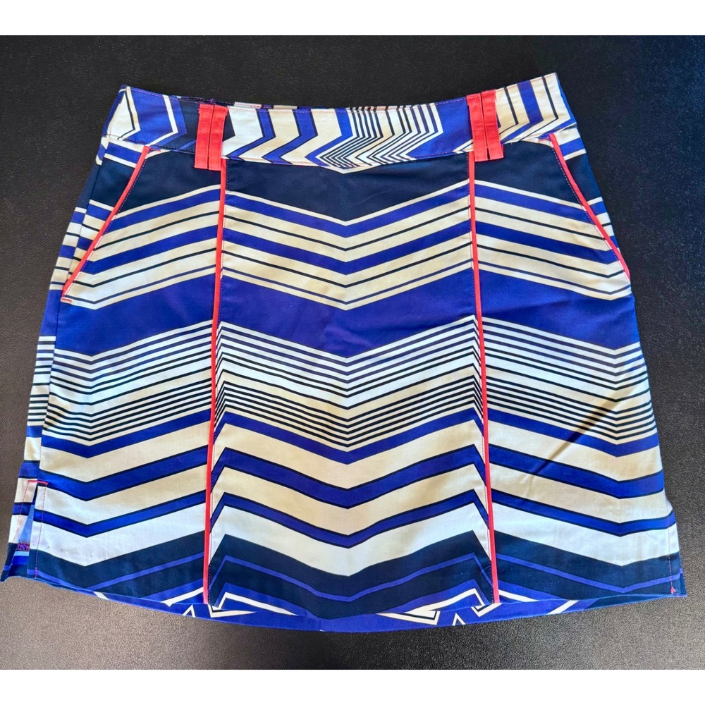Lady Hagen Blue White Chevron Golf Skort Womens Size 2 Geometric Athletic Skirt